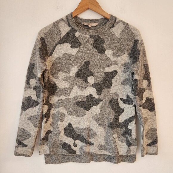 Athleta Undercover Alpaca Merino Wool Grey Camo Long Sleeve Sweater XS - Picture 2 of 8
